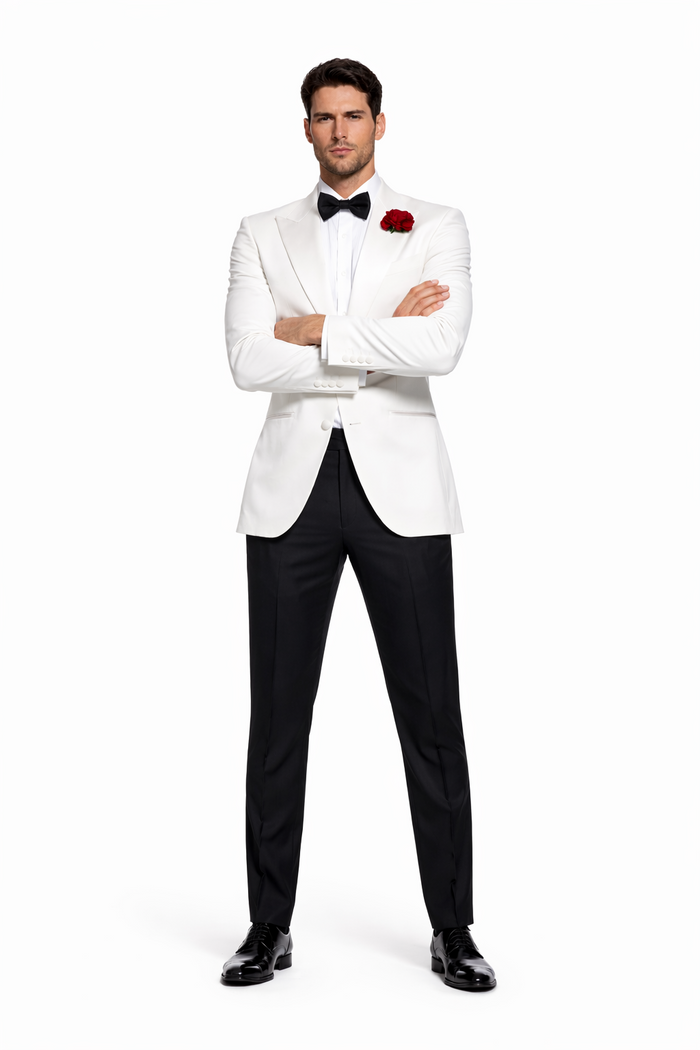 Daniel Craig Suit White Peak Lapel 2 Button james bond Tuxedo