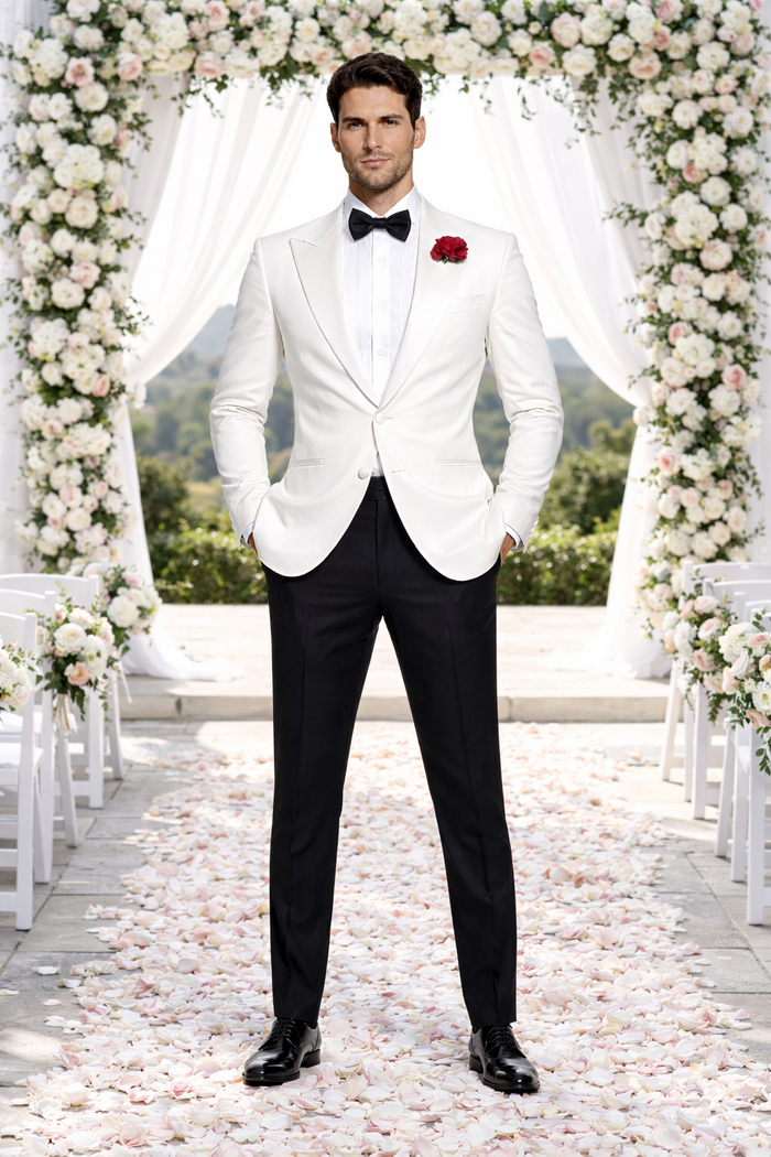 Daniel Craig Suit White Peak Lapel 2 Button james bond Tuxedo