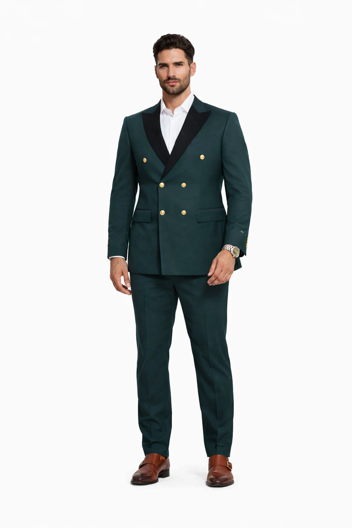 Dark Green Slim Double Breasted Tuxedo