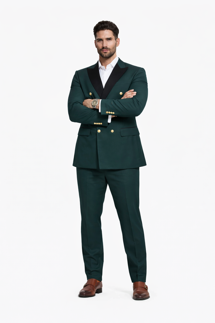 Dark Green Slim Double Breasted Tuxedo