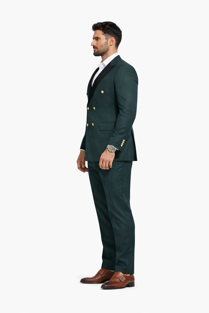 Dark Green Slim Double Breasted Tuxedo