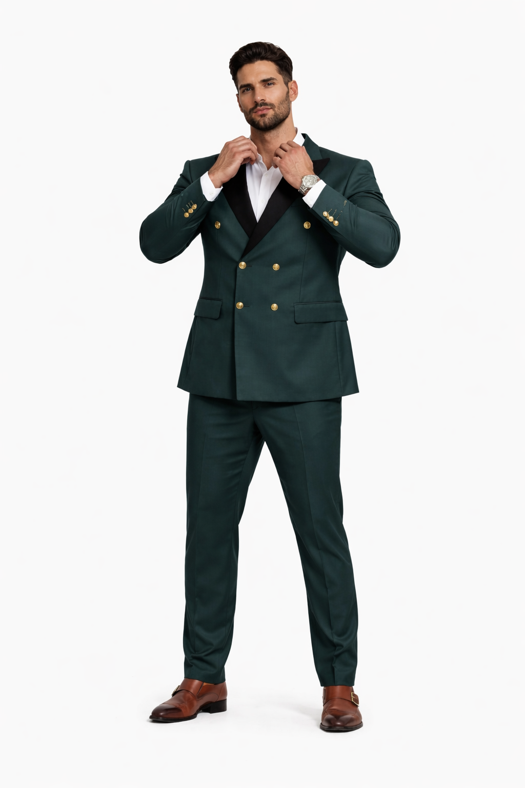 Dark Green Slim Double Breasted Tuxedo