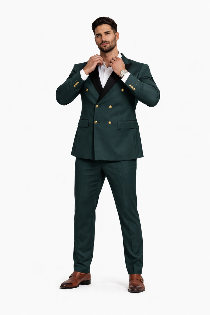 Dark Green Slim Double Breasted Tuxedo