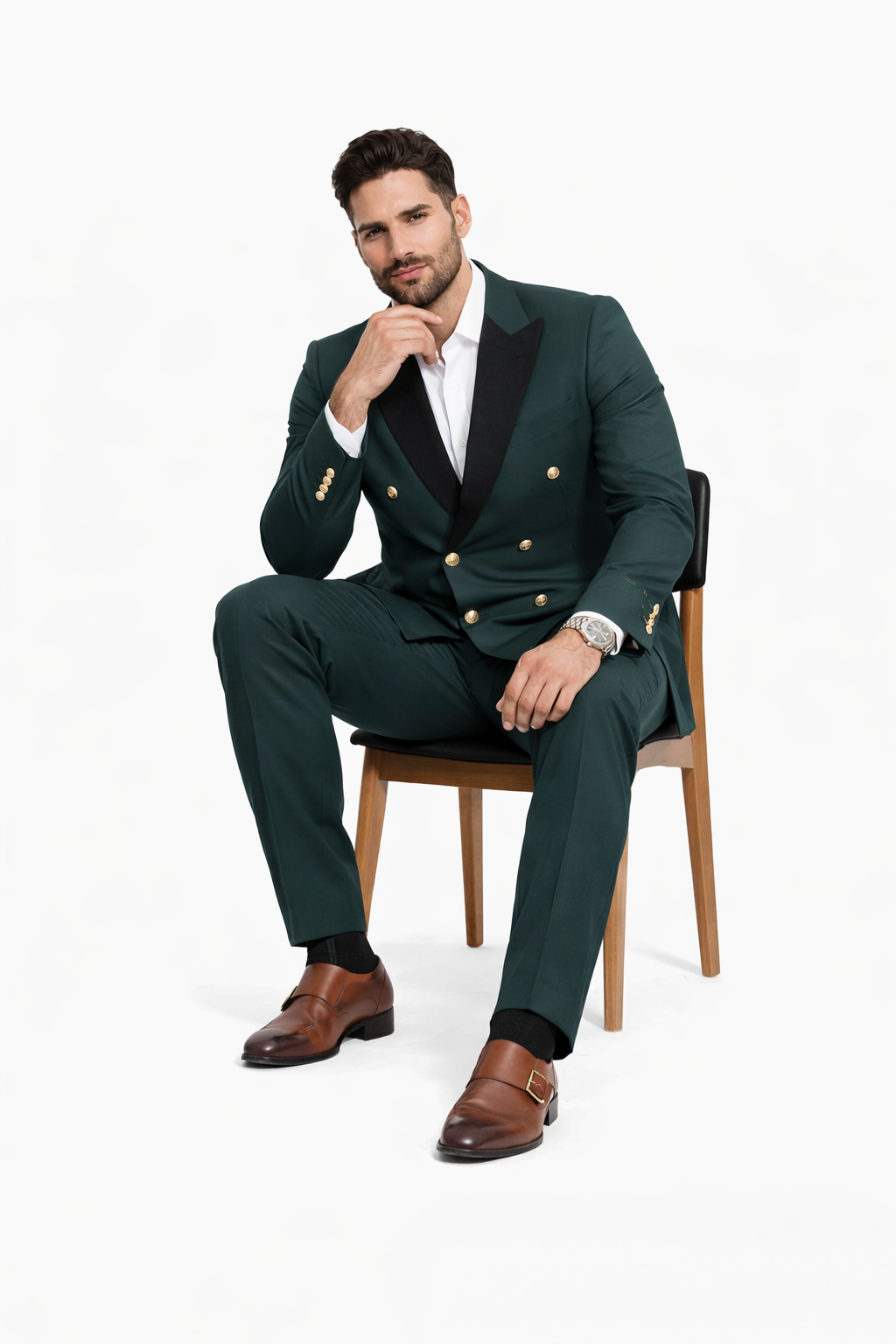 Dark Green Slim Double Breasted Tuxedo