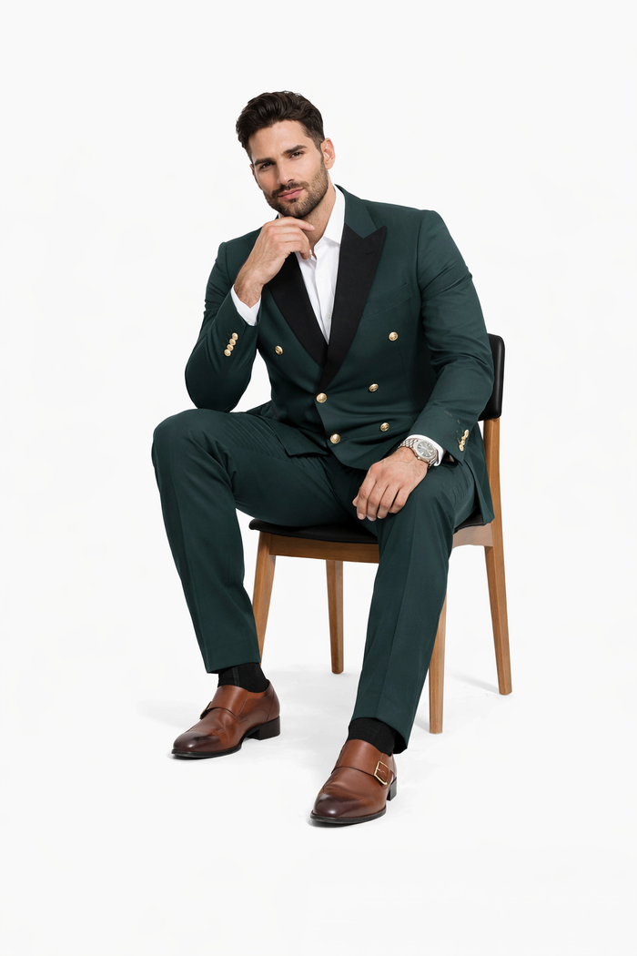 Dark Green Slim Double Breasted Tuxedo