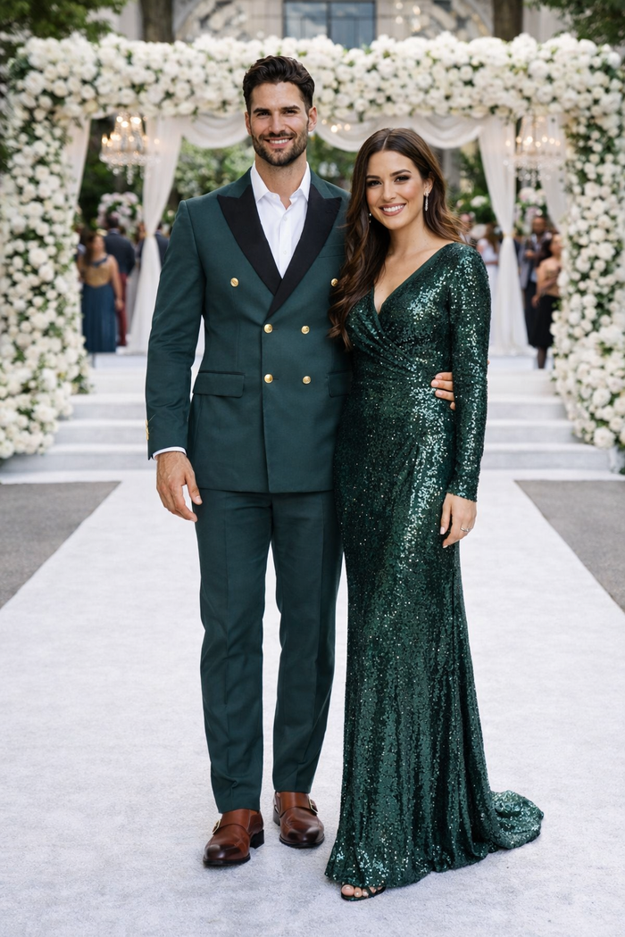Dark Green Slim Double Breasted Tuxedo