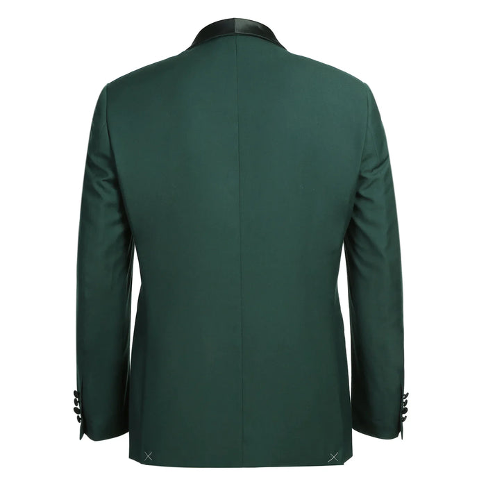 Men's Slim Fit Dark Green 2-Piece Shawl Lapel Tuxedo Suit