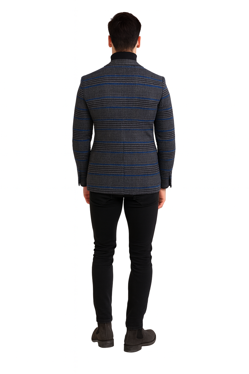 Dark Grey Houndstooth Blazer - Heavy Fabric Winter Fabric Glen Plaid Sport Coat