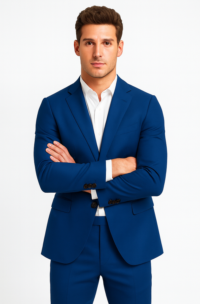 Dark Royal Blue ~ Bright Blue Indigo ~ Cobalt Blue 2 Button 3 Pieces Vested Suits