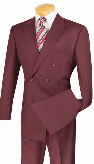 Men's Burgundy Double Breasted Suit Vinci F-DC900