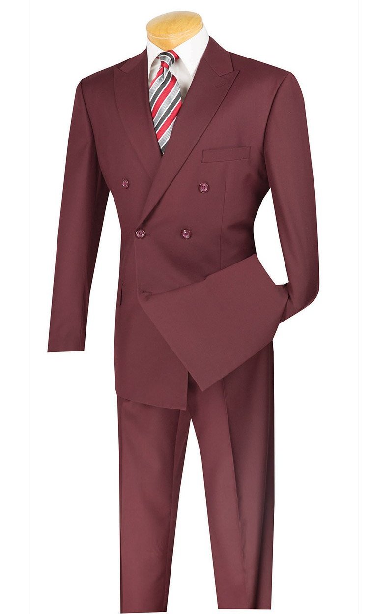 Ramses Double Breasted Regular Fit Suit, Burgundy