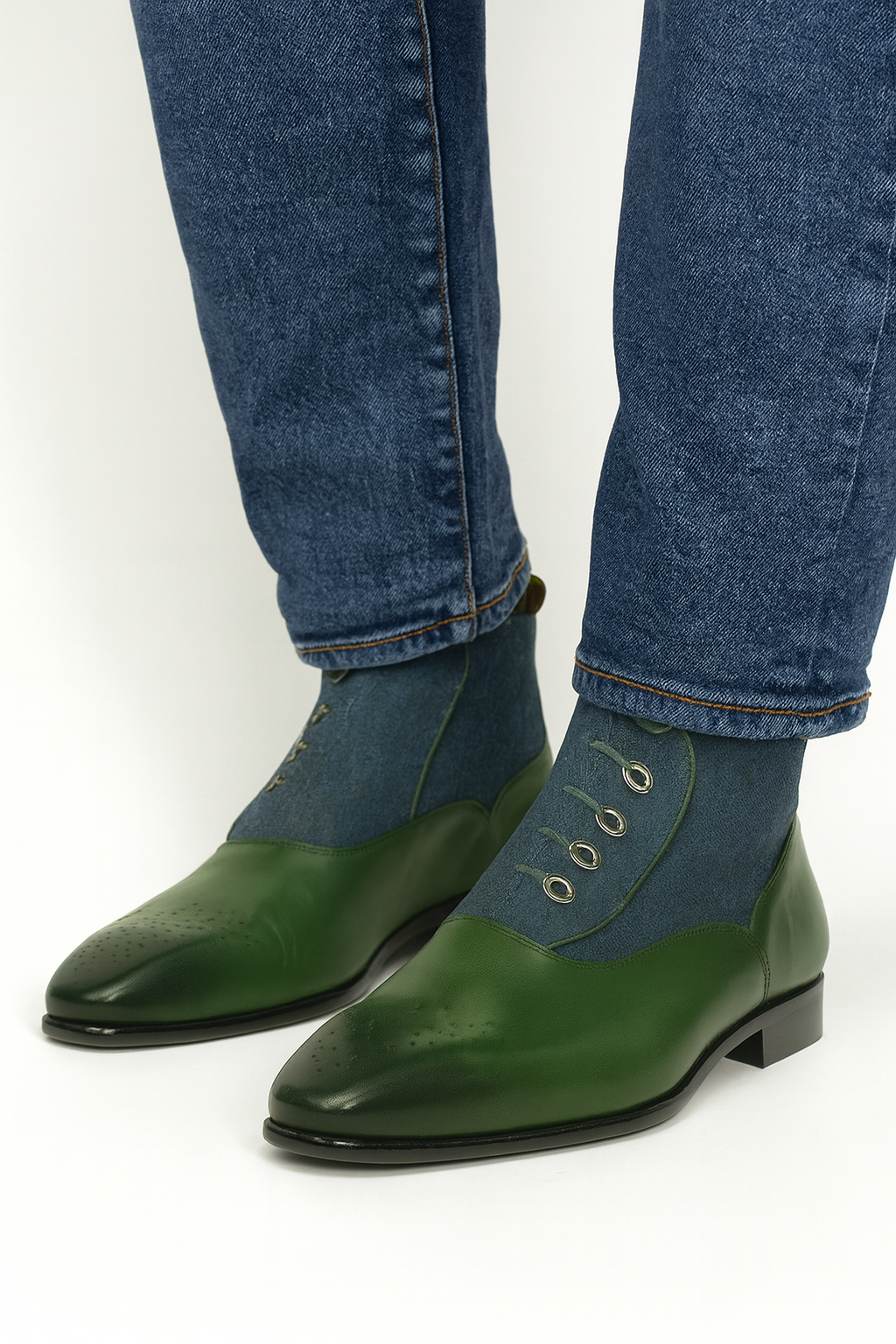 Deerskin Cowboy Boots - Emerald Deerskin Boots - Deer Boots - Deer Skin Boots