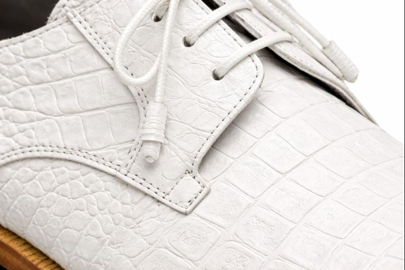 Anderson Crocodile Oxford White Shoes