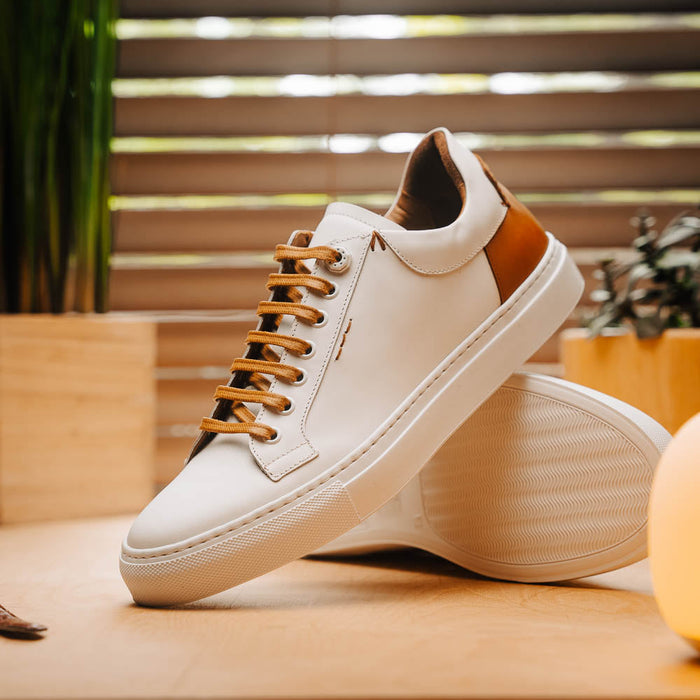 Zelli Diaz Minimalist Rubberized Calfskin Sneaker in Matte White