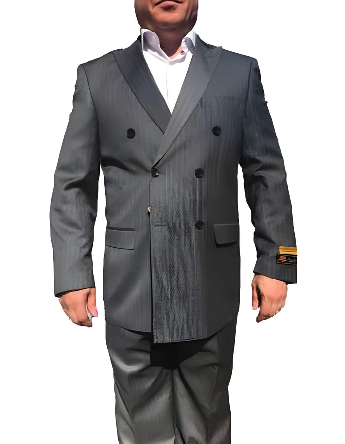 Black Stripe Pattern Double Breasted Suits