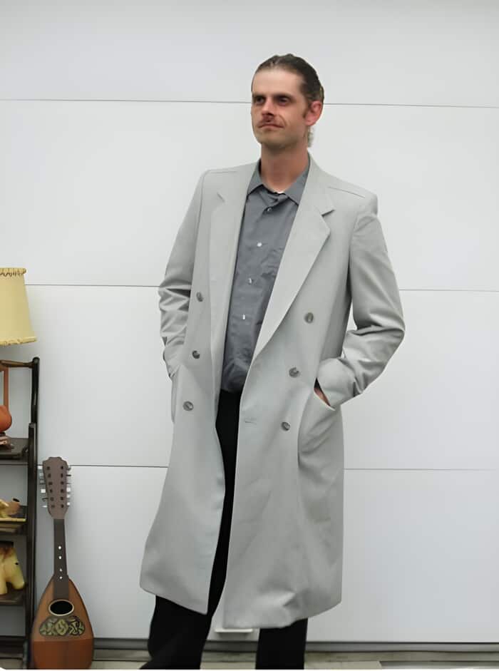 Double Breasted Wool Light Grey Dress Topcoat