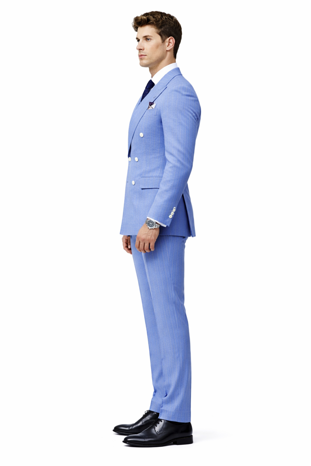Sky Blue Stripe - Double Breasted Pinstripe Suit
