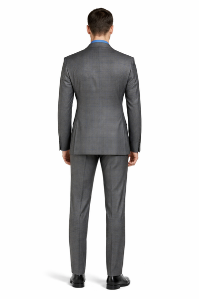 Double Breasted Suit - Charcoal Suit - Side Vented - Modern Fit