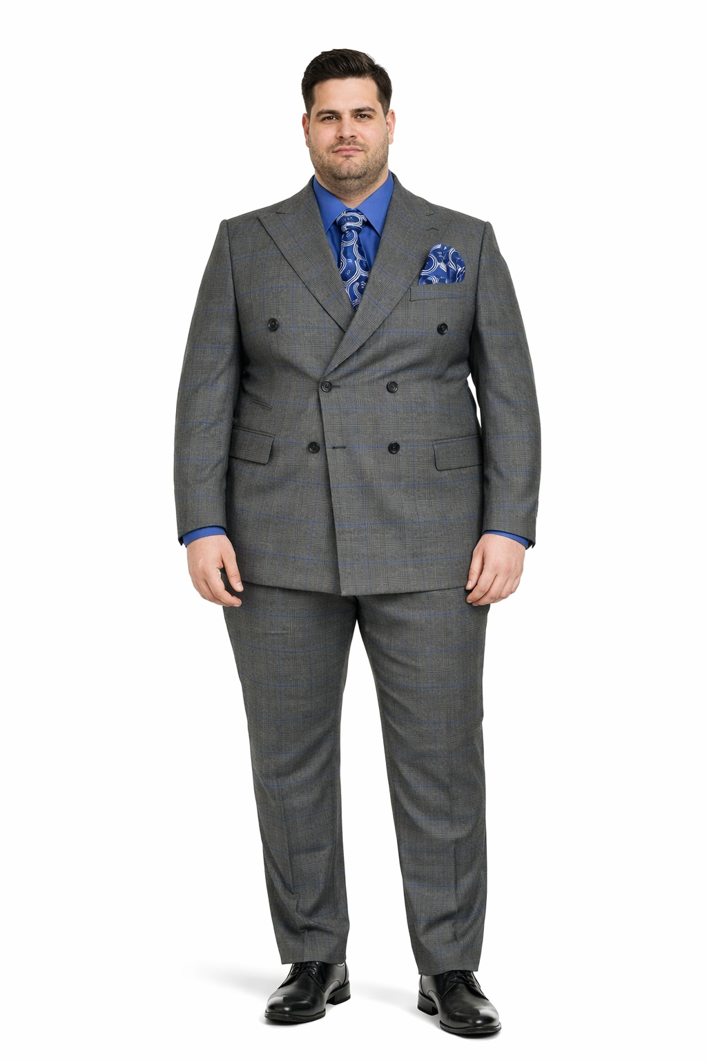 Double Breasted Suit - Charcoal Suit - Side Vented - Modern Fit