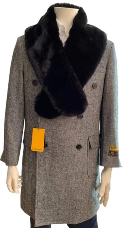 Double Breasted Herringbone Wool-Cashmere Overcoat
