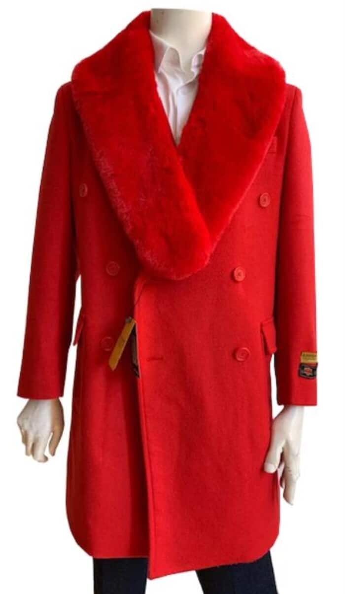 Double Breasted Red Wool-Cashmere Peacoat