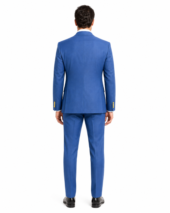 Double Breasted Wool Blazer - Indigo Sapphire