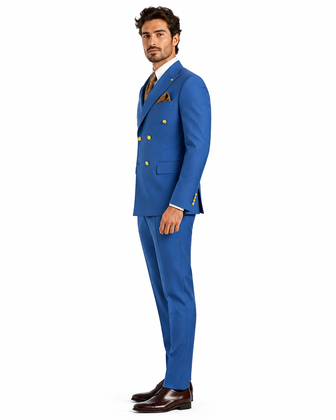 Double Breasted Wool Blazer - Indigo Sapphire