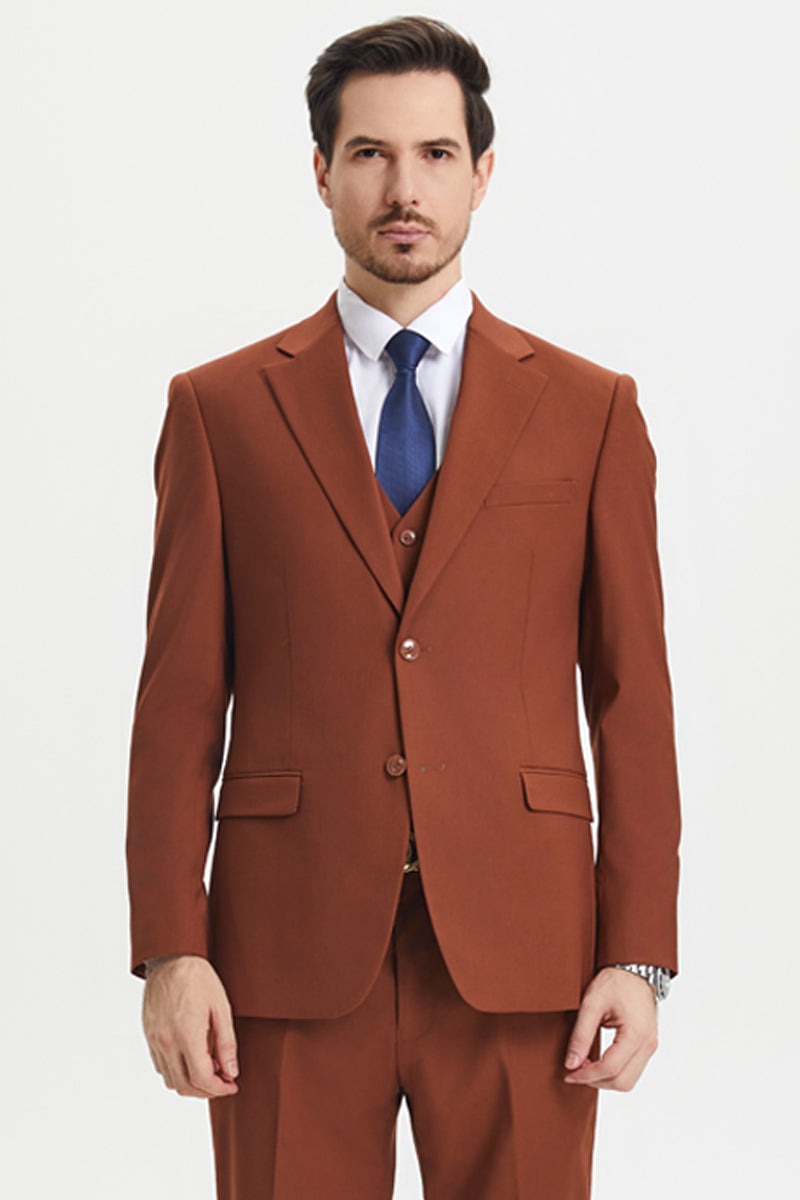 Stacy Adams Men's Brown 2-Button Vested Suit