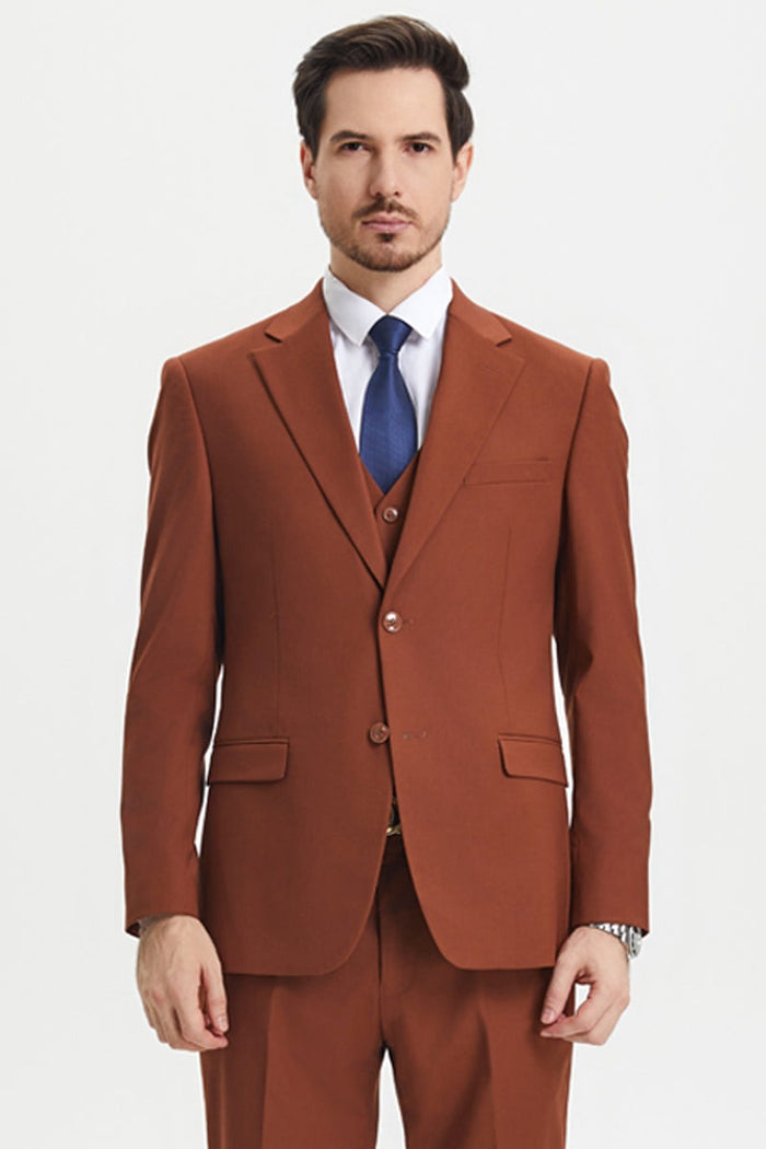 Stacy Adams Men's Brown 2-Button Vested Suit