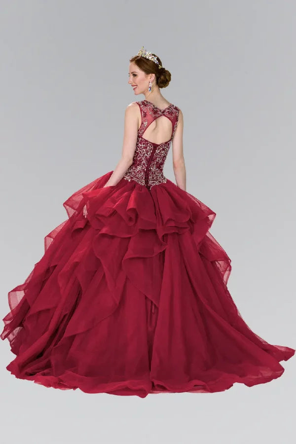 Beaded Illusion Ballgown with Bolero by Elizabeth K GL2378
