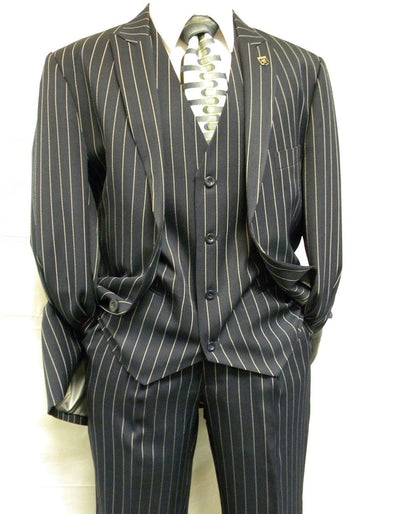 Mens Gangster Pinstripe Double Breasted Vest Suit
