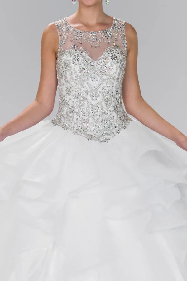 Beaded Illusion Ballgown with Bolero by Elizabeth K GL2378