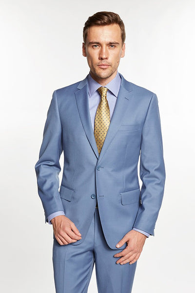 Mantoni Wool Business Suit in Sky Blue