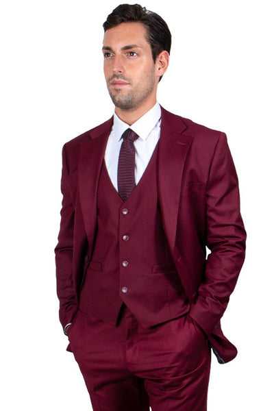 Burgundy Stacy Adams Two Button Vested Suit