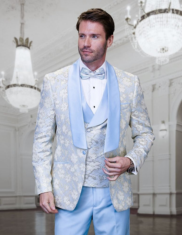 Men's Deep Shawl Lapel 3 Piece Wool Suit