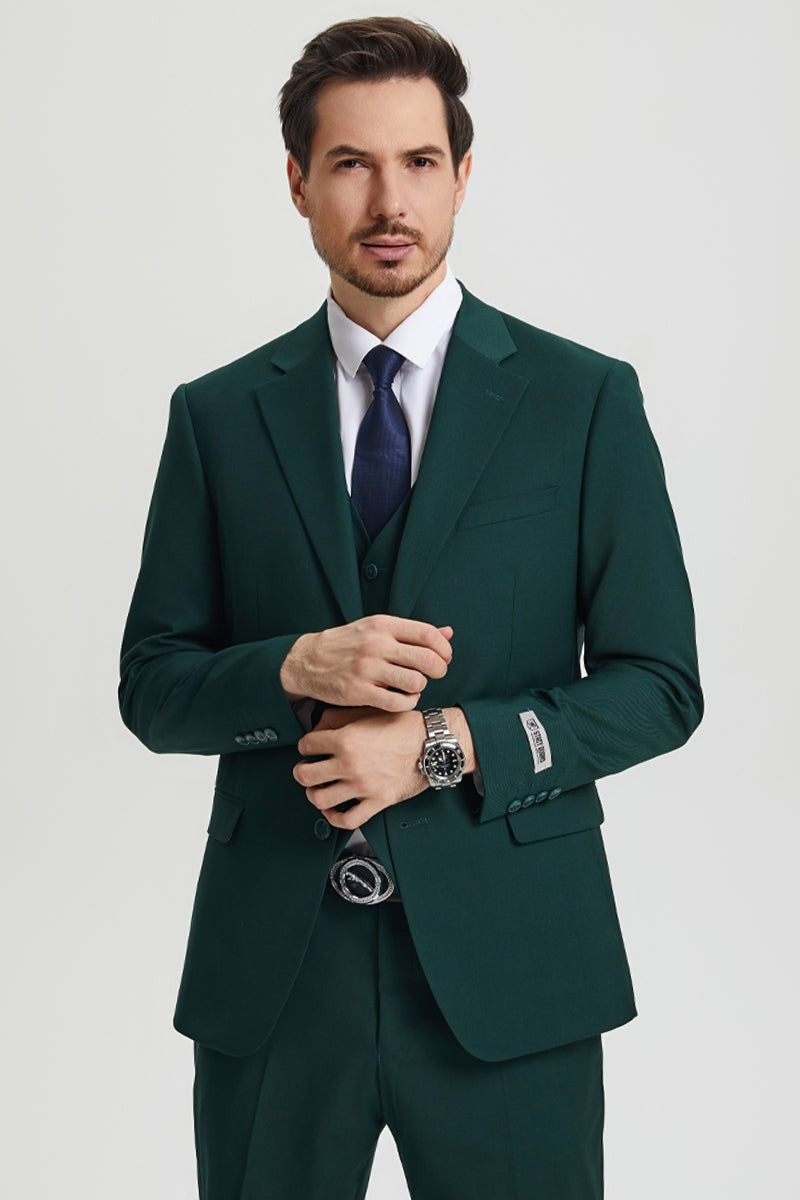 Stacy Adams Hunter Green Vested Suit - Men's