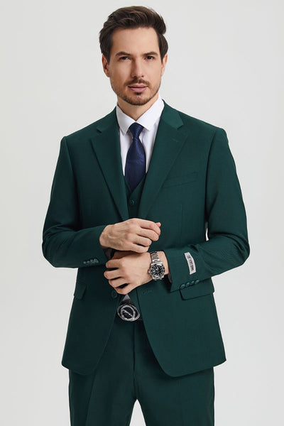 Stacy Adams Hunter Green Vested Suit - Men's