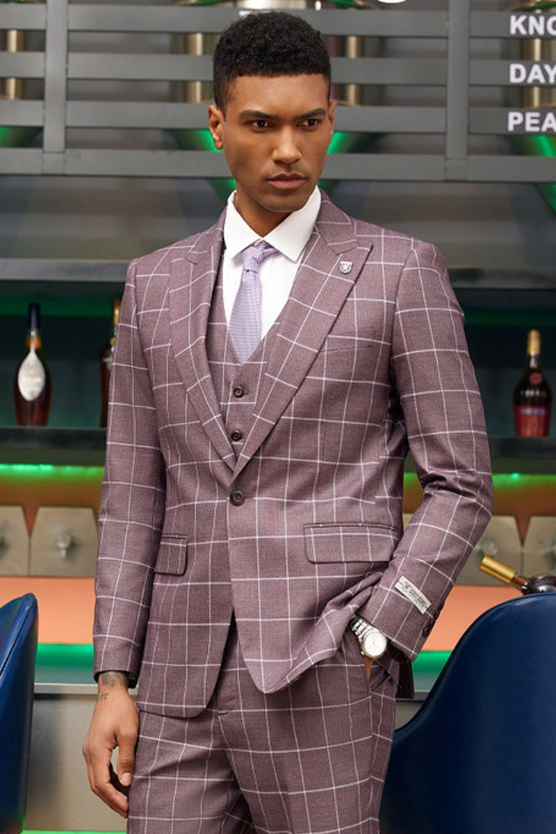Stacy Adams Lavender Windowpane Plaid Suit