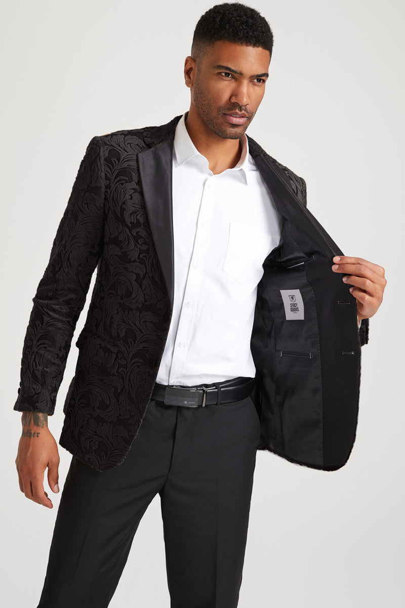 Stacy Adams Paisley Black Velvet Tuxedo Jacket