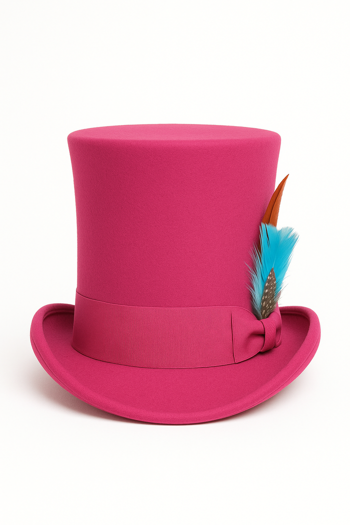 Victorian Steampunk Hot Pink Felt Top Hat