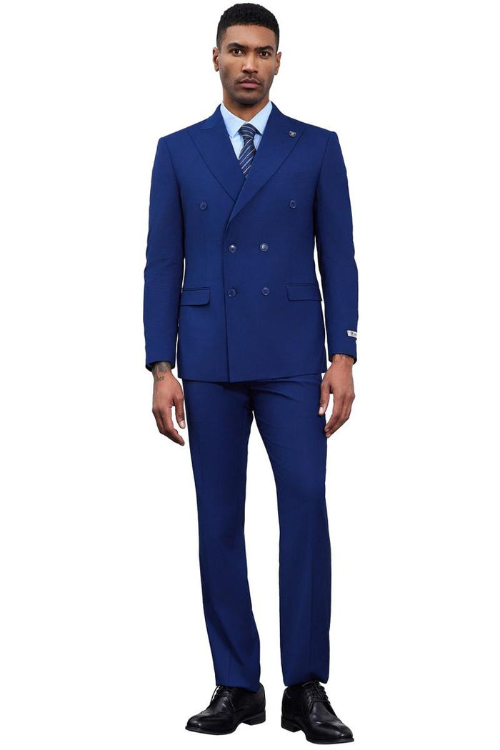 Stacy Adams Classic Double Breasted Blue Suit