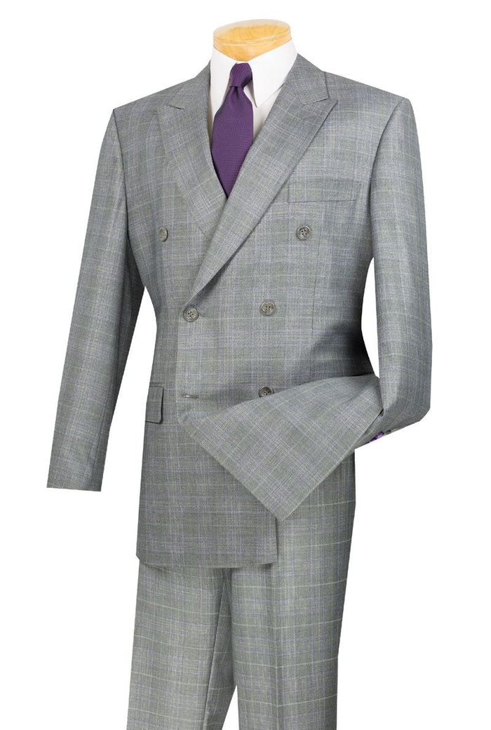 Vinci Men's 2-Piece Glen Plaid Double Breasted Suit