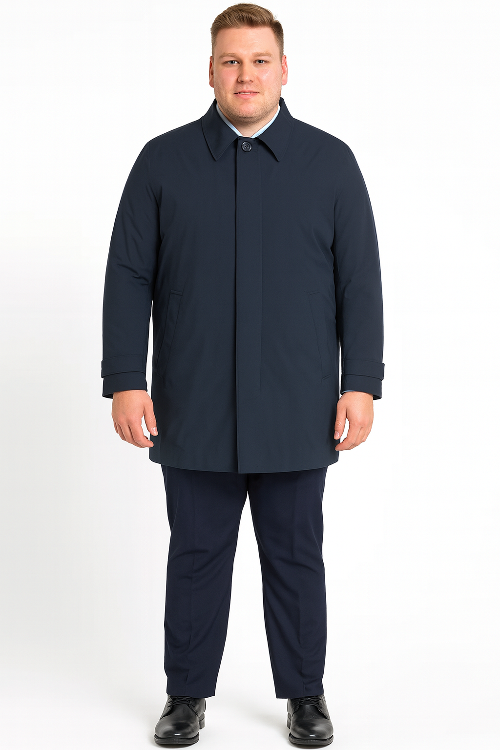 Nylon Raincoat with Removable Liner - Navy Blue