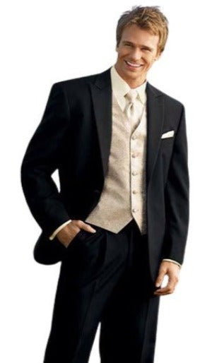 Men's Color- Solid True Black 2 Button Notch Tuxedo