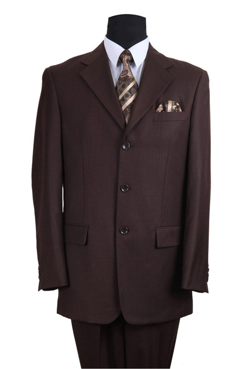 3 Button Wool Feel Brown Suit for Men