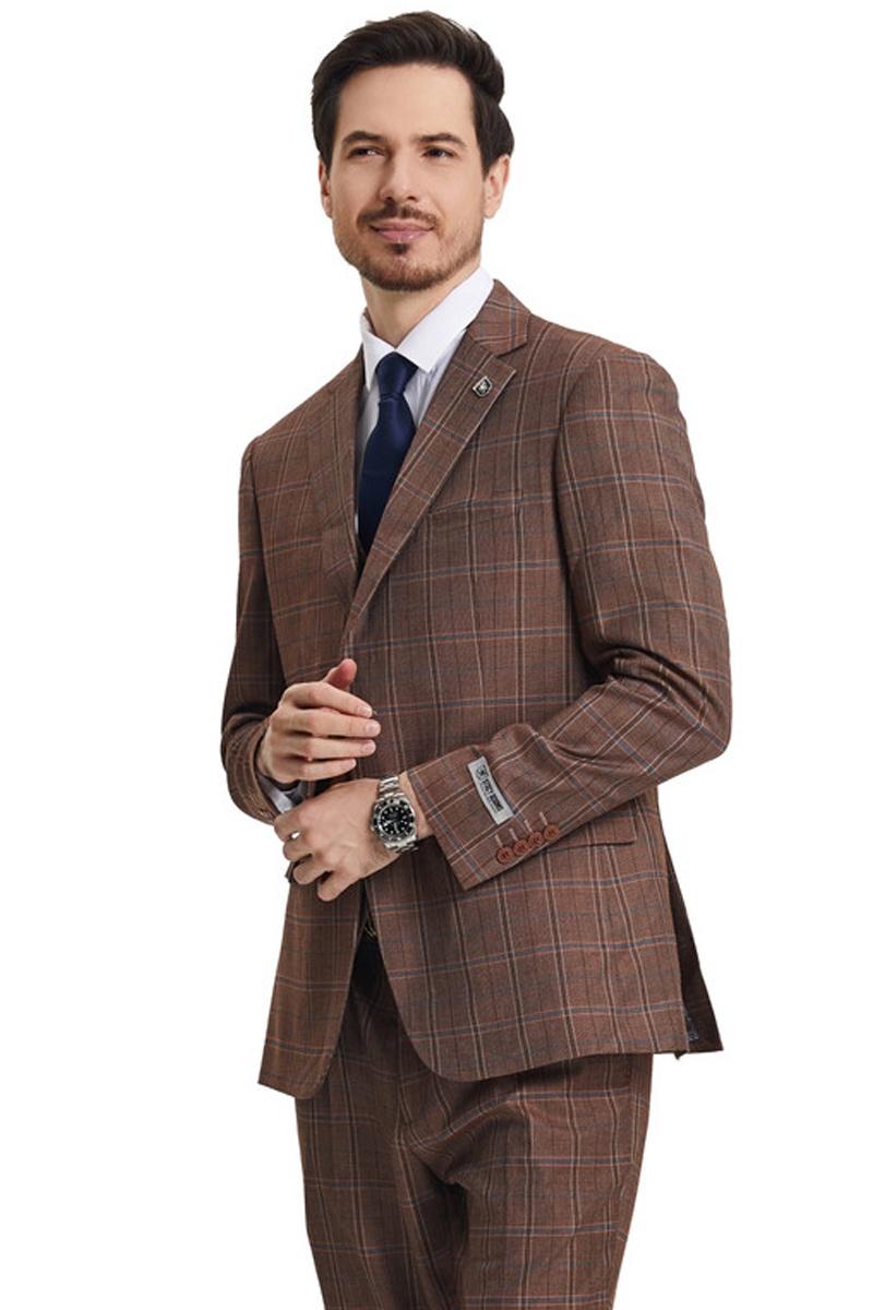 Stacy Adams Modern Fit Windowpane Plaid Suit