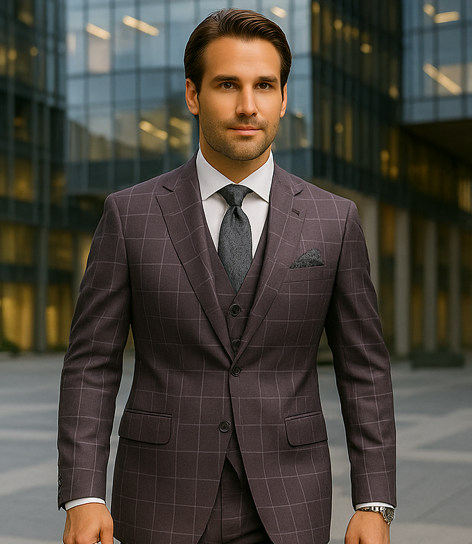 Italian 3 Piece Wool Modern Business Suit