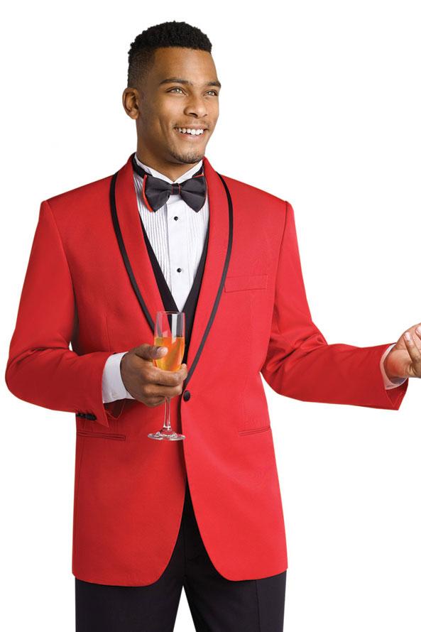 "Jasper" Red Shawl 1-Button Tuxedo by EJ Samuel