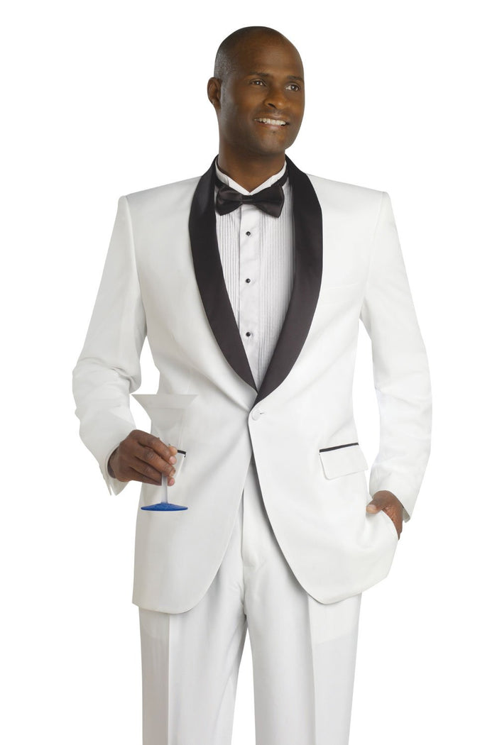 "Revel" White Shawl 1-Button Tuxedo Set