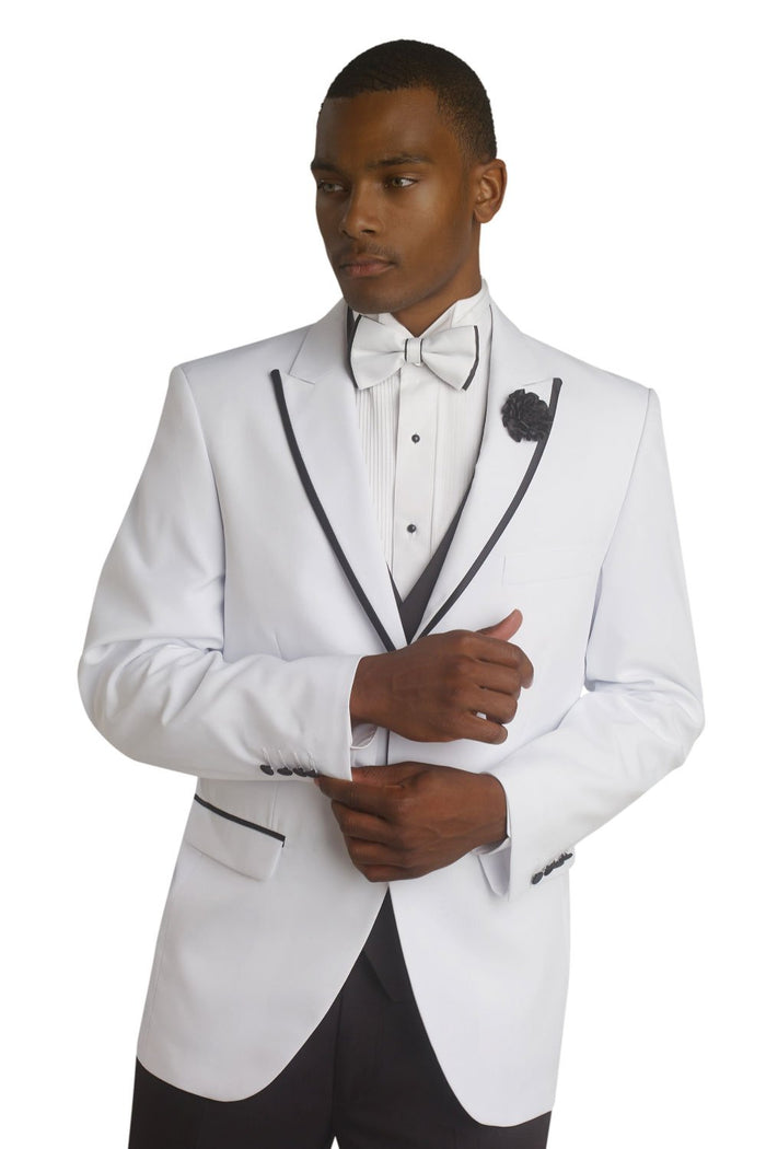 Trinity White 2-Button Peak Lapel Tuxedo Set